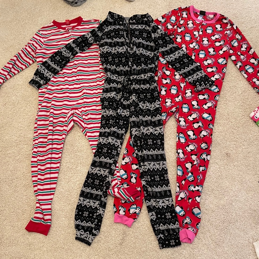 3 Big Kids Onesie PJ’s
